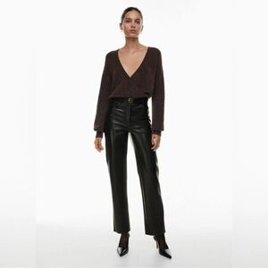 Aritzia Black High-Waisted Pants Vegan Leather
